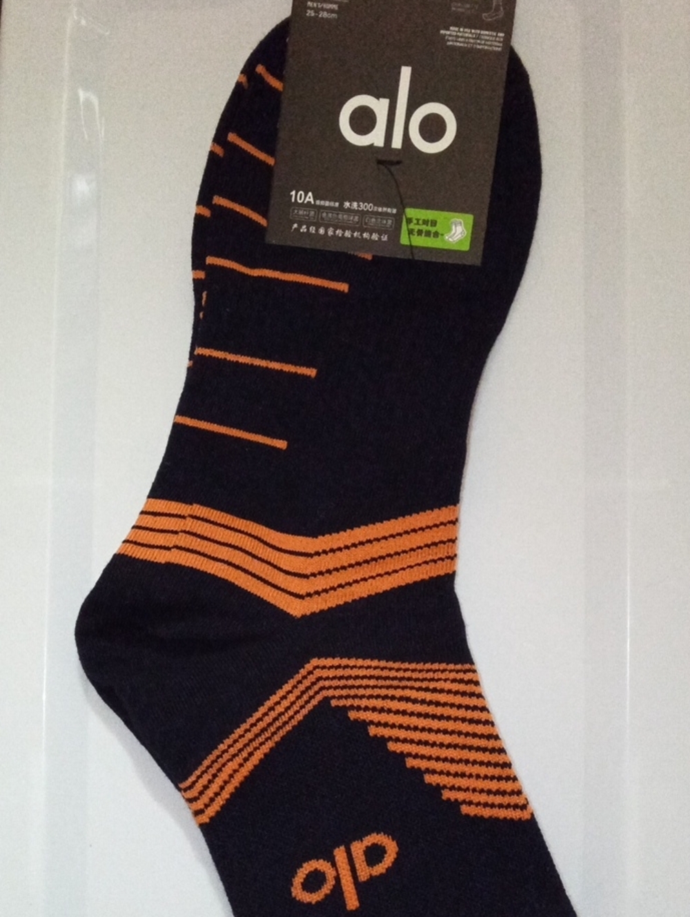 ALO Yoga Men’s Black Socks with Orange Stripes
